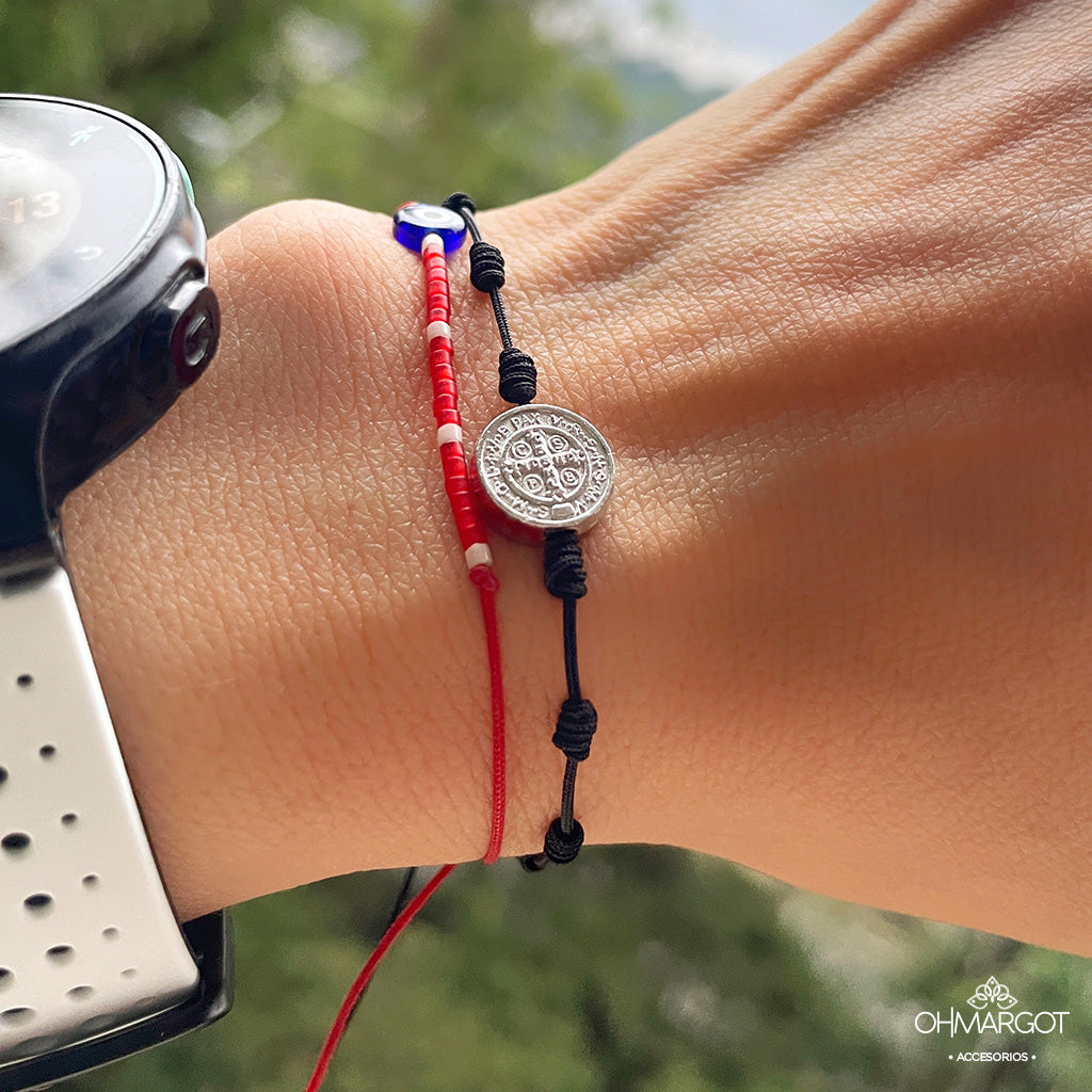 PULSERA PROTECCIÓN SAN BENITO 7 NUDOS VINTAGE MUJER