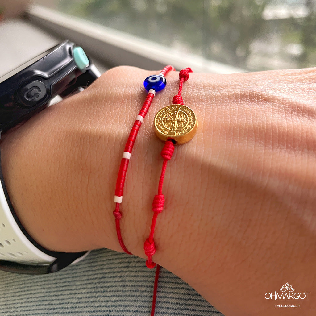 PULSERA PROTECCIÓN SAN BENITO 7 NUDOS VINTAGE MUJER