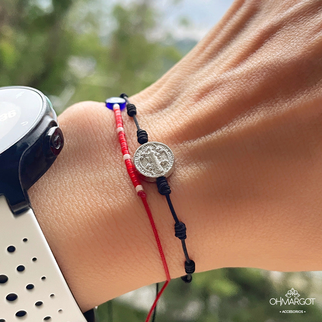 PULSERA PROTECCIÓN SAN BENITO 7 NUDOS VINTAGE MUJER