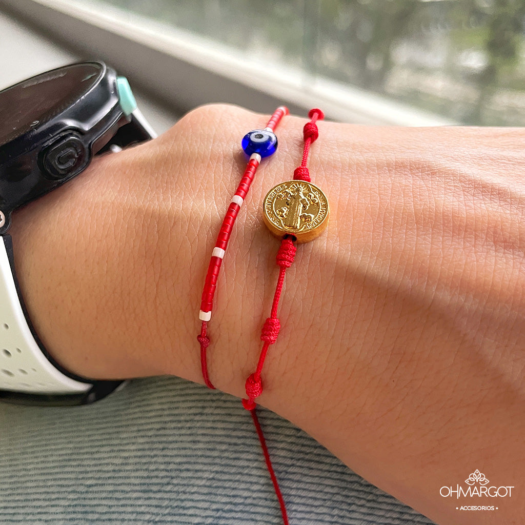 PULSERA PROTECCIÓN SAN BENITO 7 NUDOS VINTAGE MUJER