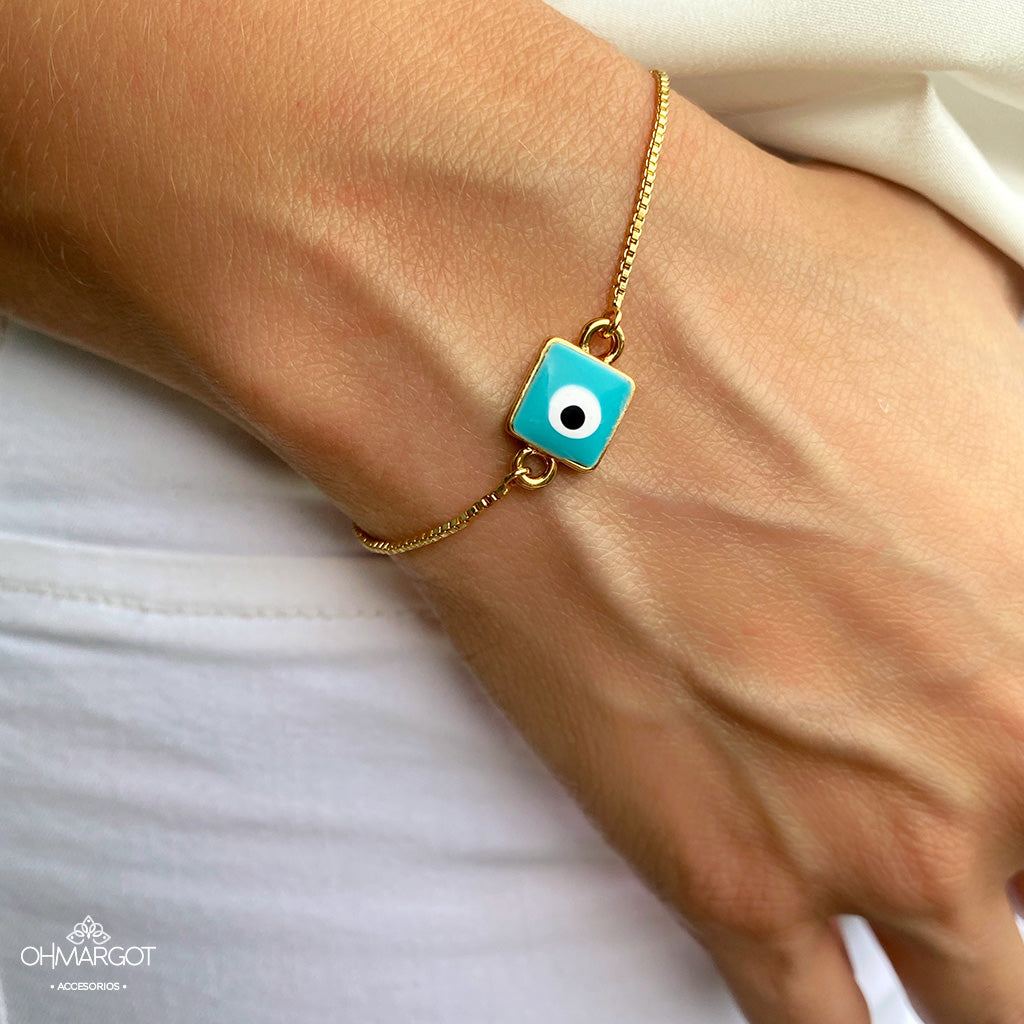 PULSERA OJO TURQUESA CUADRADO